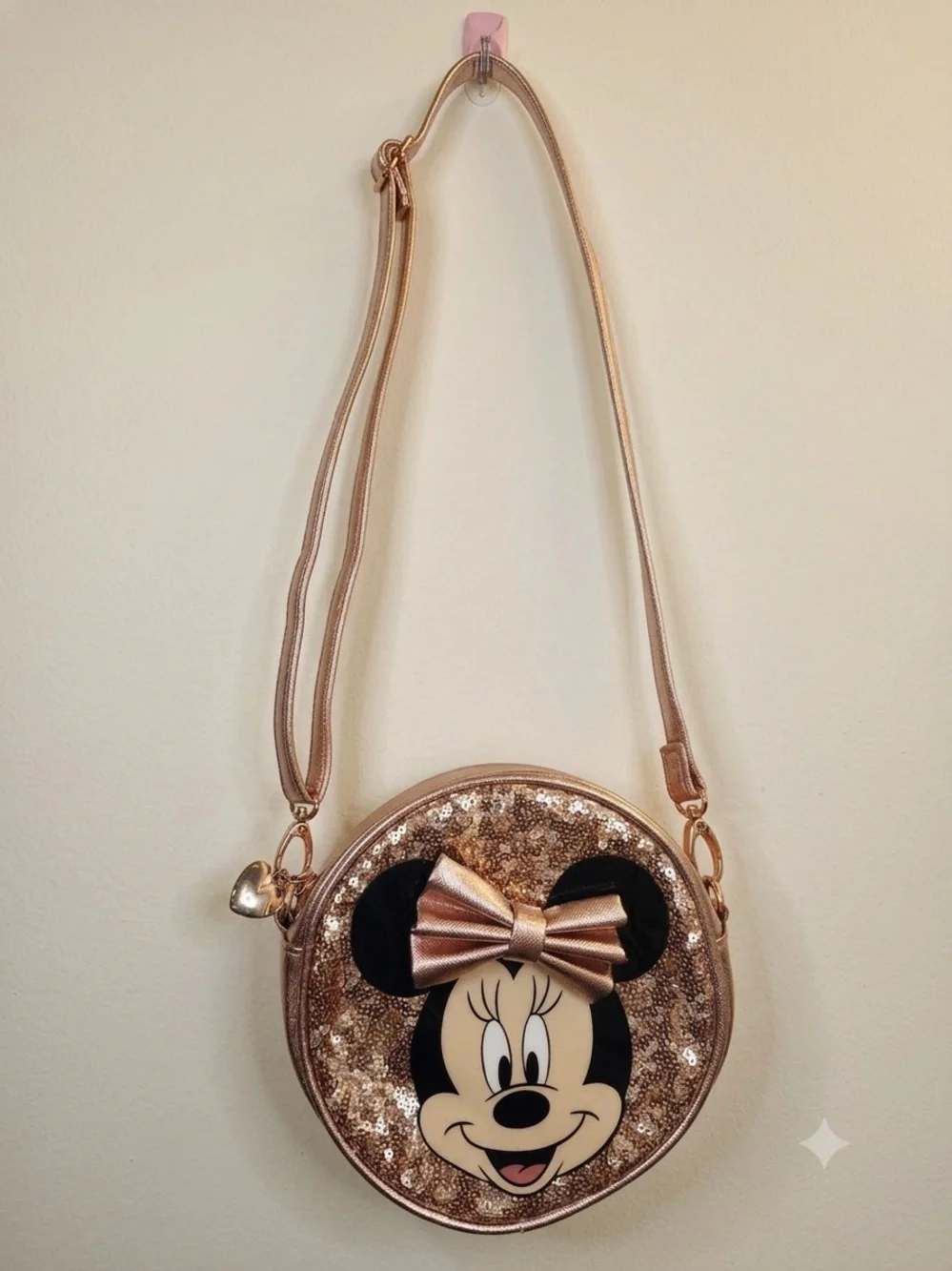 Disney Minnie Mouse Rose Gold Sequin Crossbody Bag